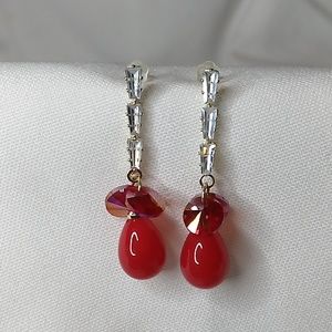Cherry red tear drop earrings